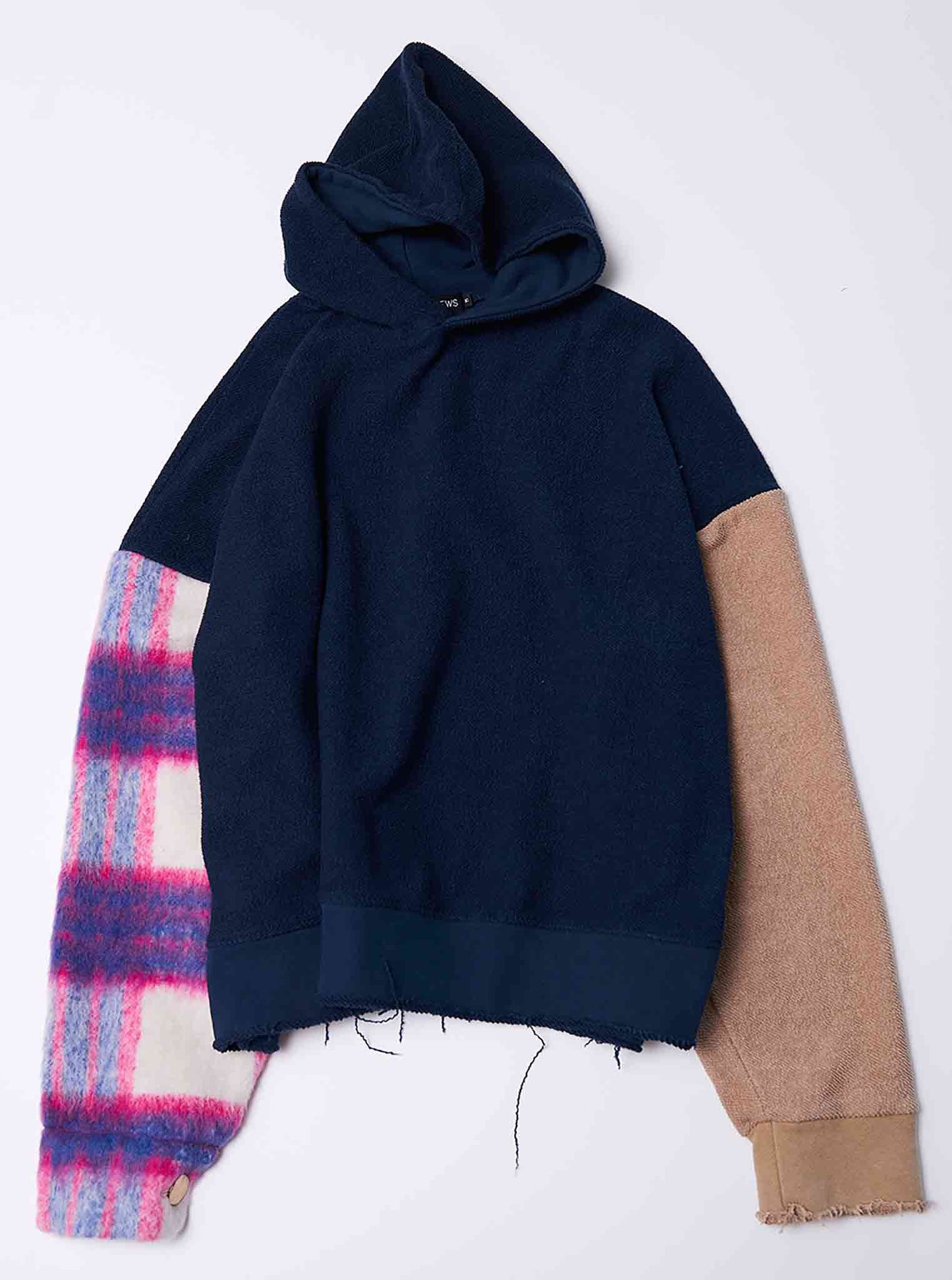 Oversize Plaid Sleeve Hoody