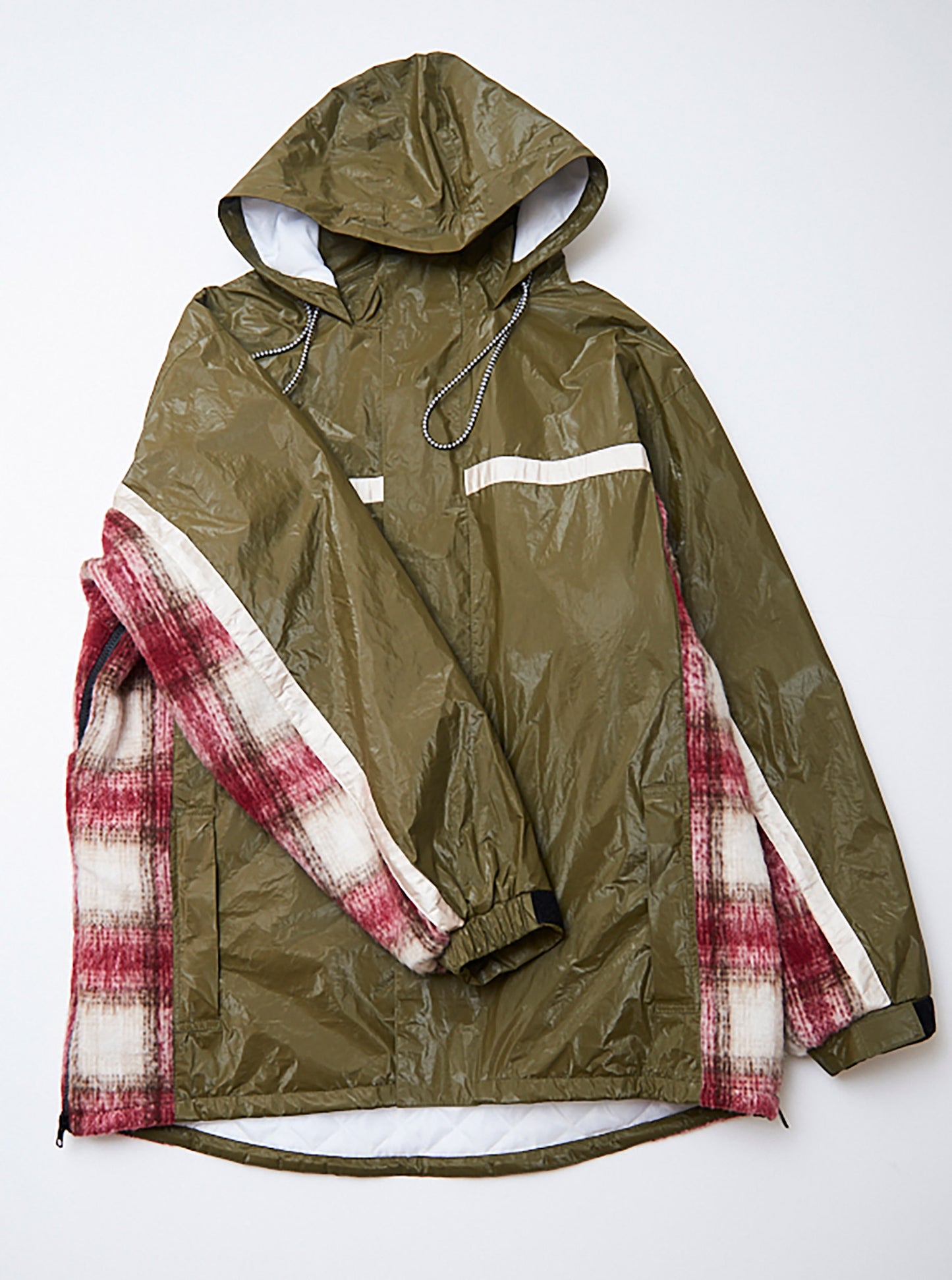 Vinti Andrews Zip Arm Olive & Red Check Jacket