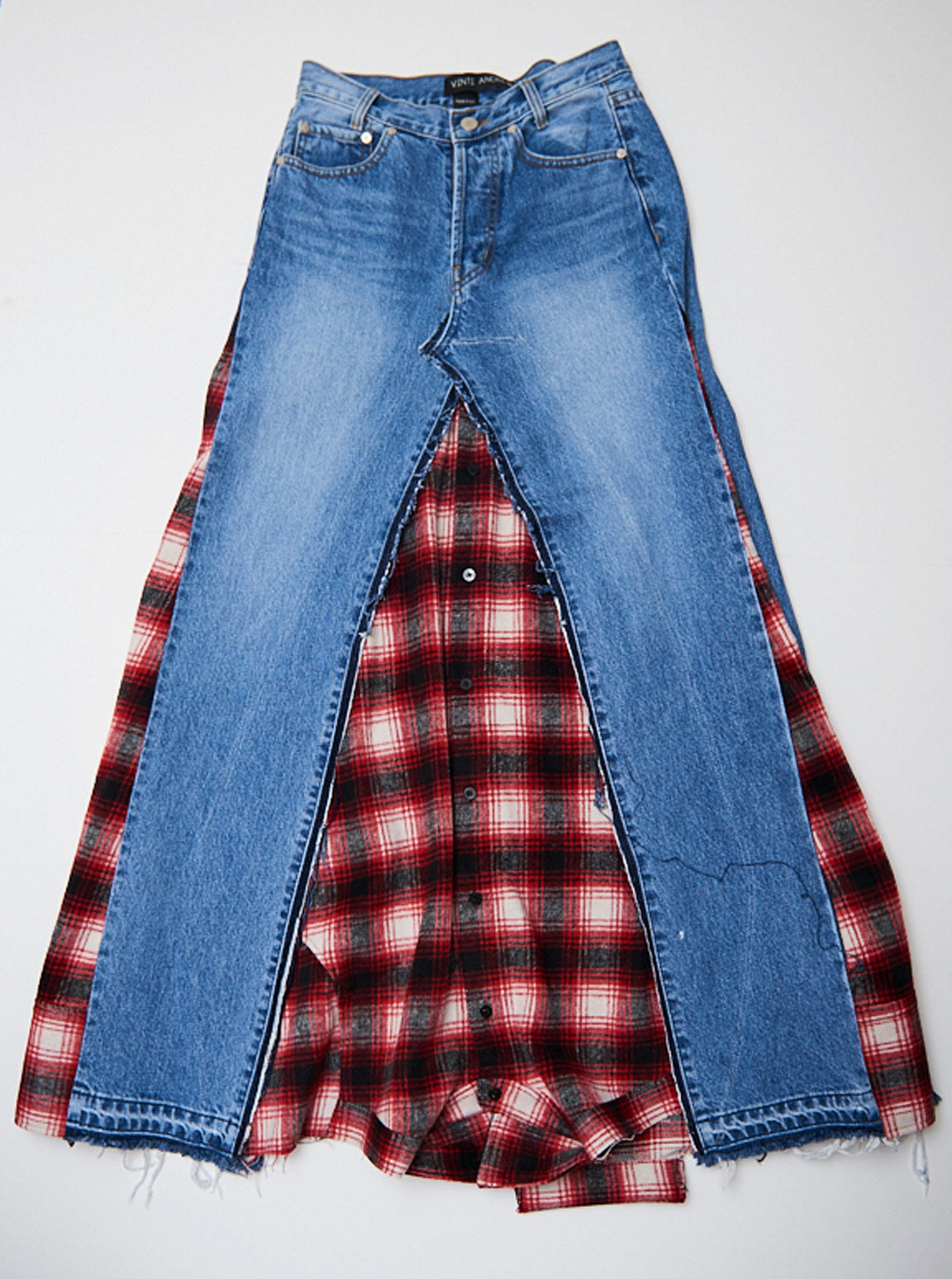 Vinti Andrews Long Skirt Denim / Red Check