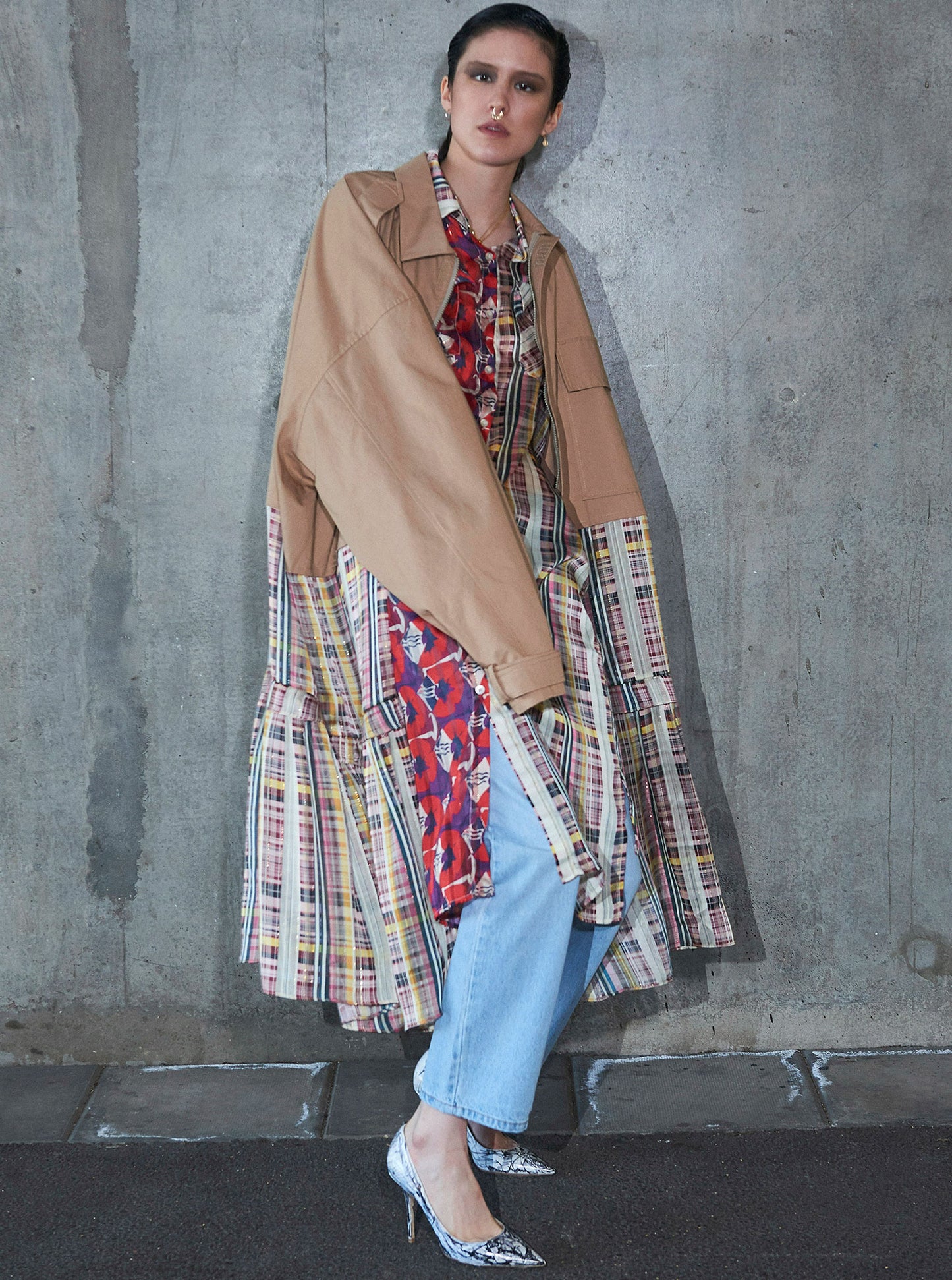 Vinti Andrews Oversize Cropped Jacket with Skirt