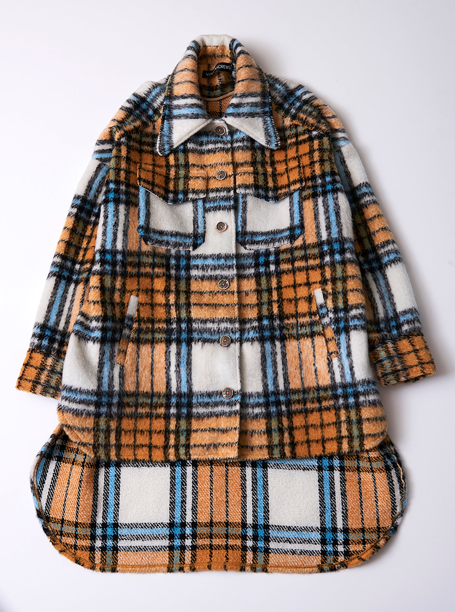 Vinti Andrews Orange Plaid Shirt Jacket