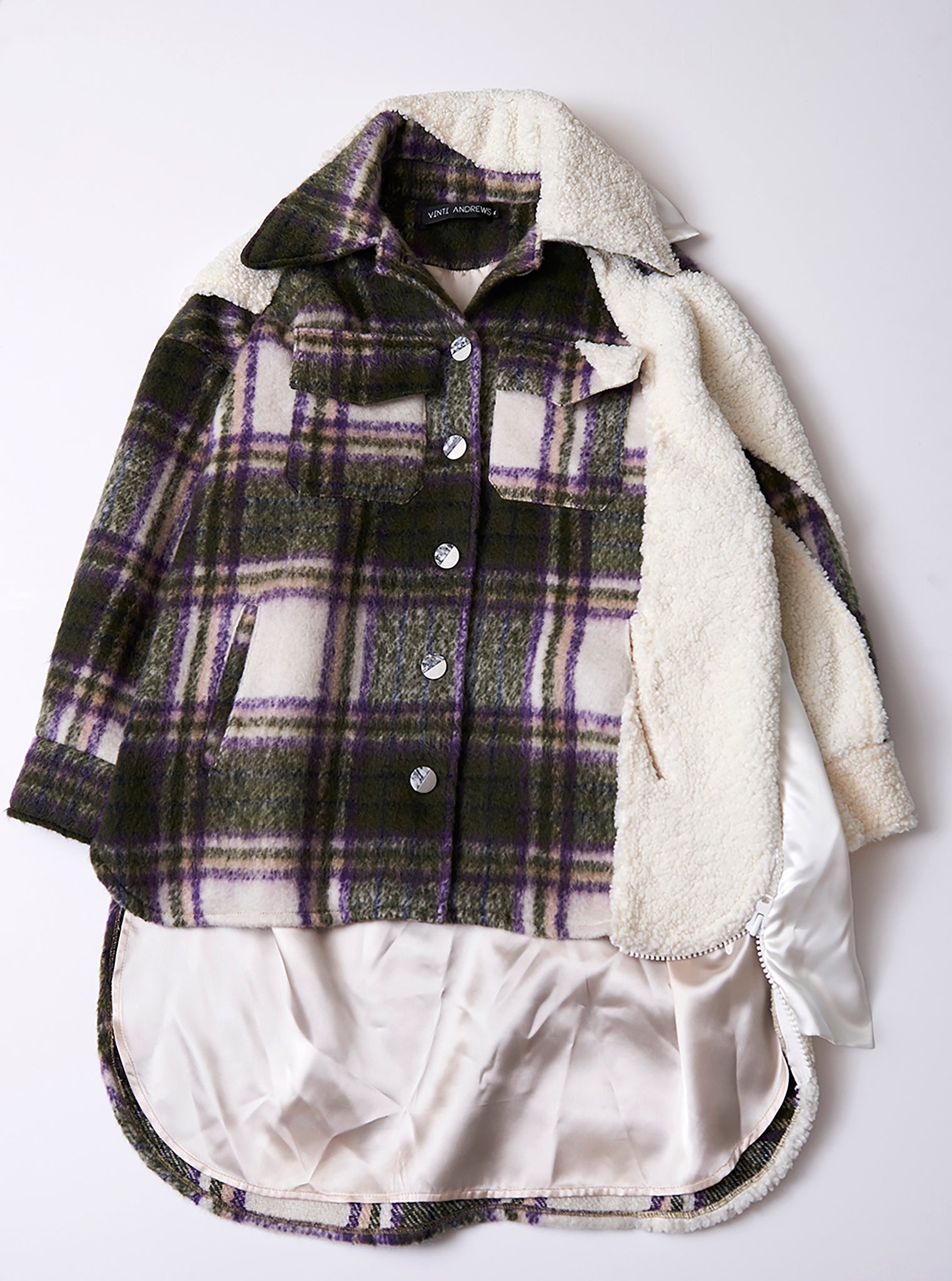 Vinti Andrews Plaid with Fleece Shirt Jacket
