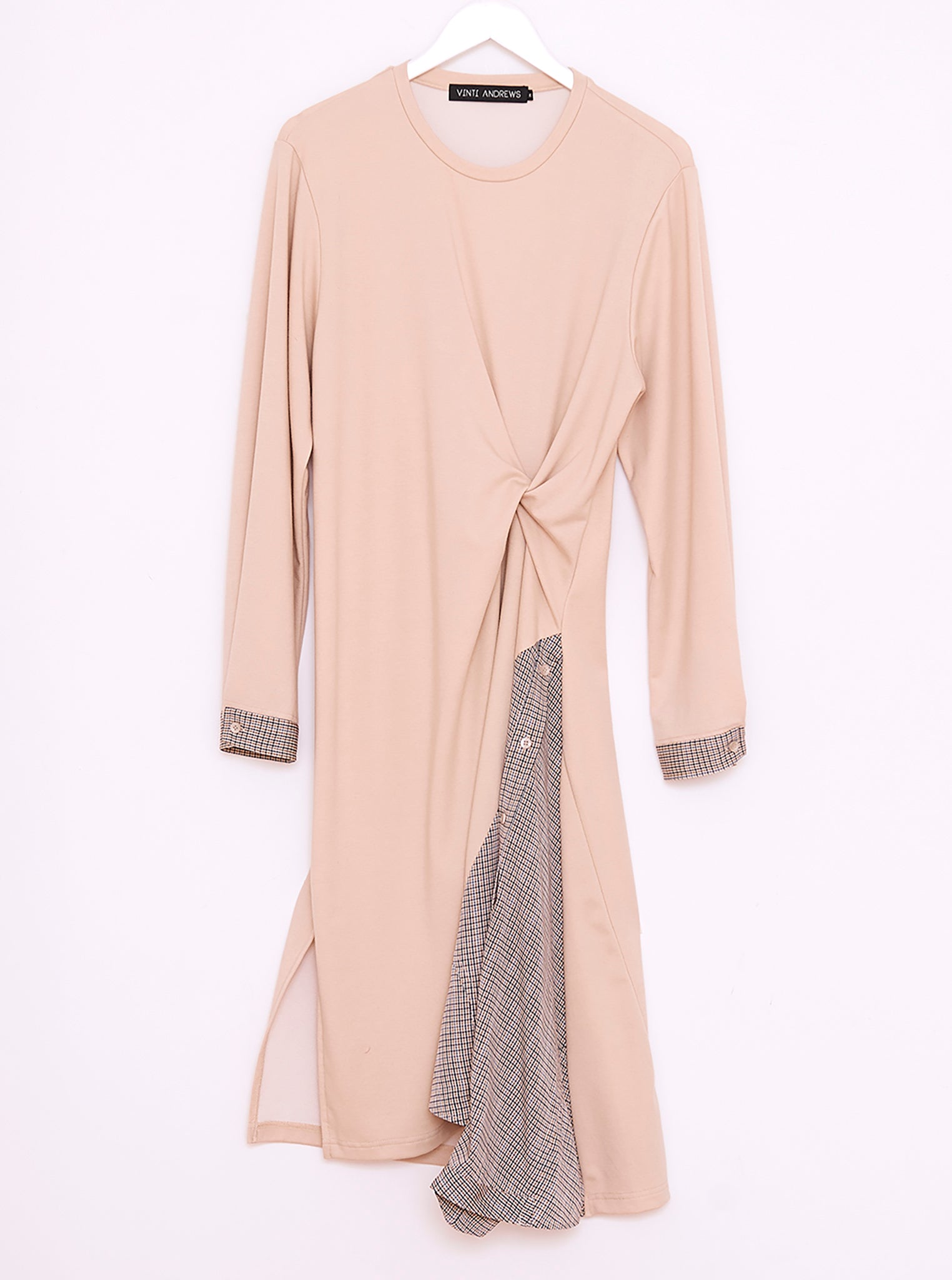 Vinti Andrews Beige Shirt Insert Dress