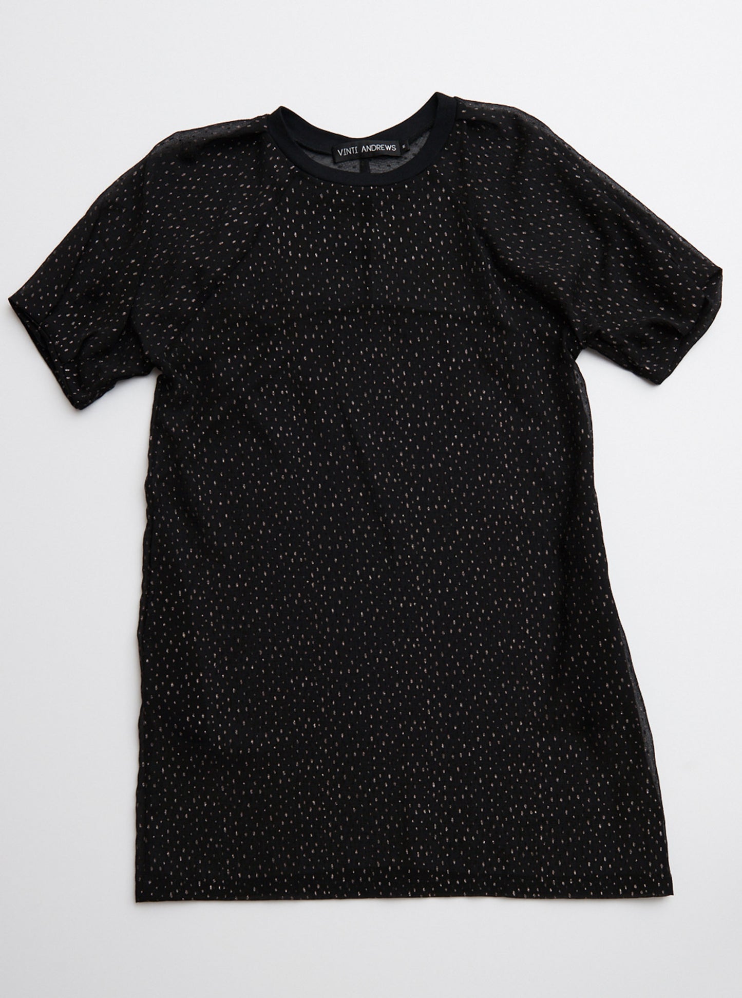 Vinti Andrews Gold Dots Puff Sleeves Dress