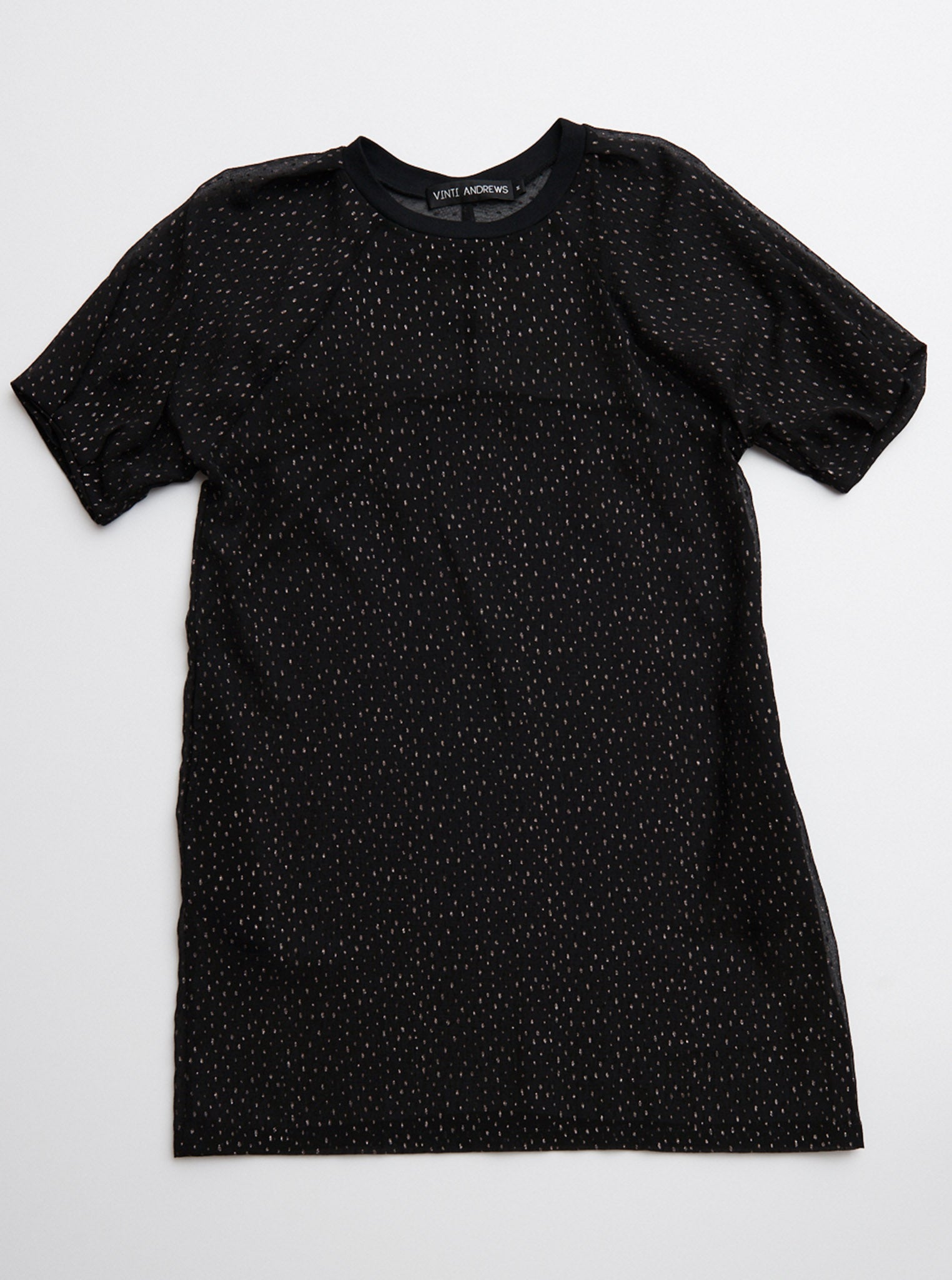 Vinti Andrews Gold Dots Puff Sleeves Dress