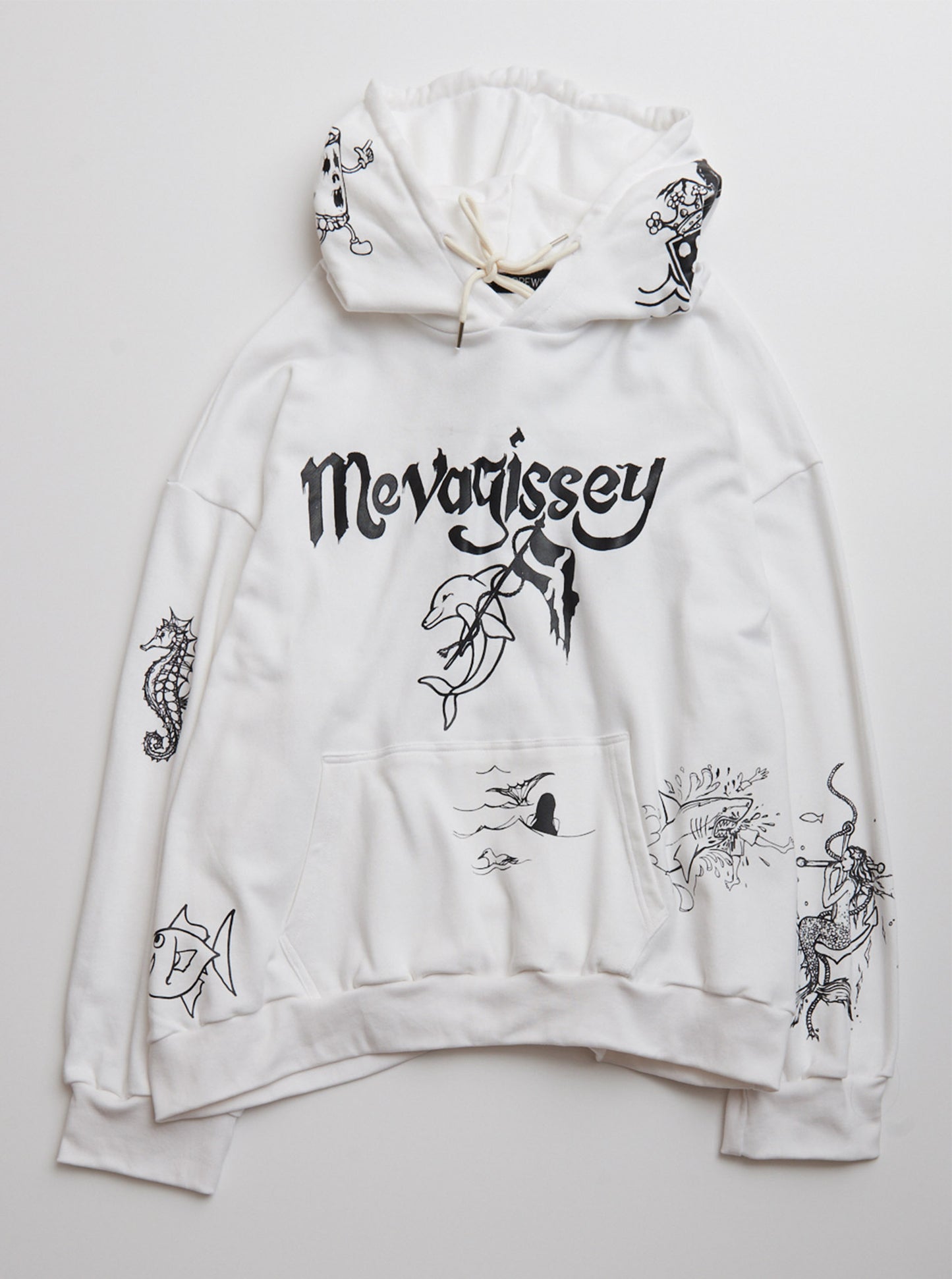 Sea Reef Print Oversize Hoody White