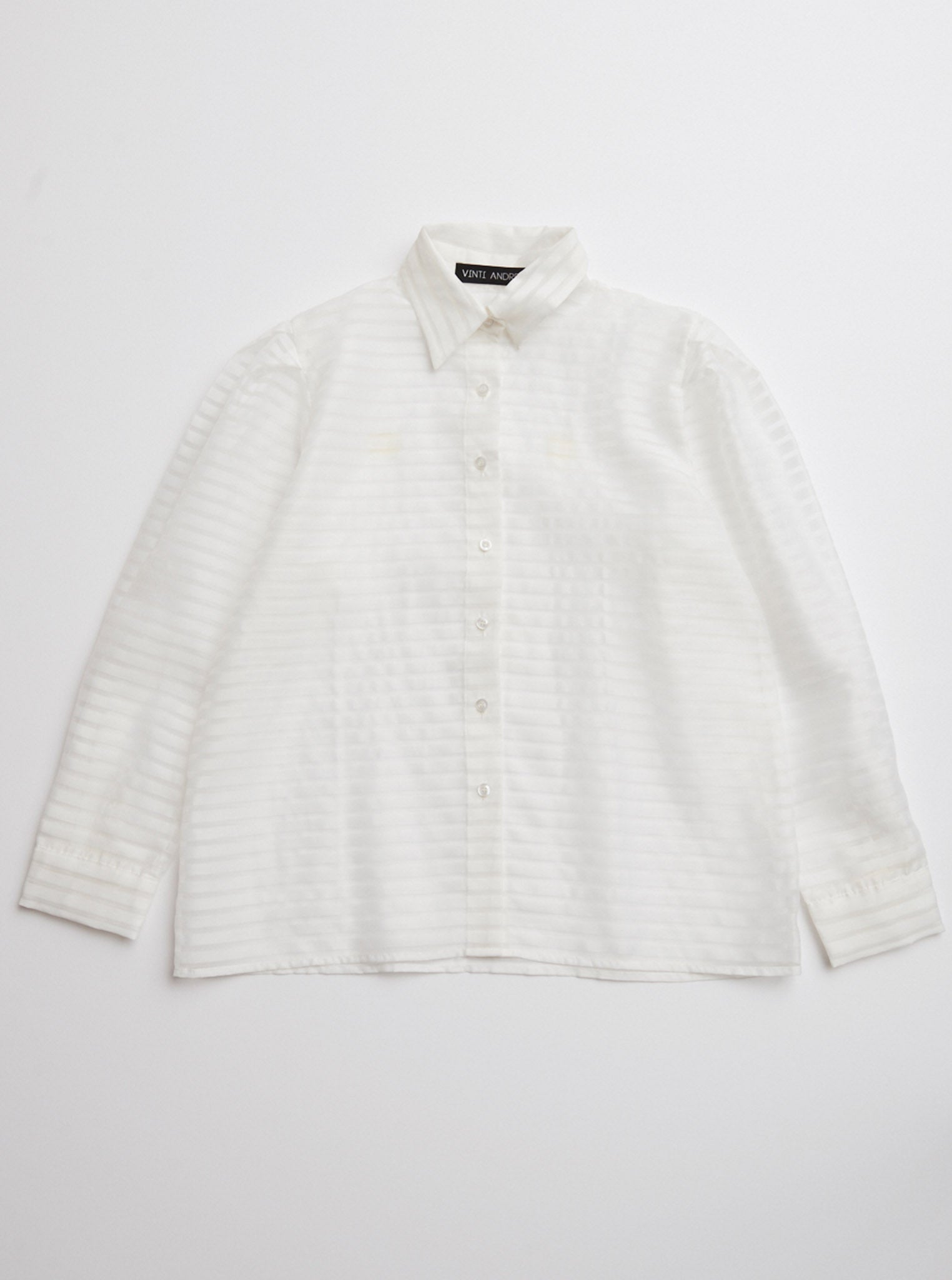 Vinti Andrews Stripe Organza Puff Sleeves Shirt