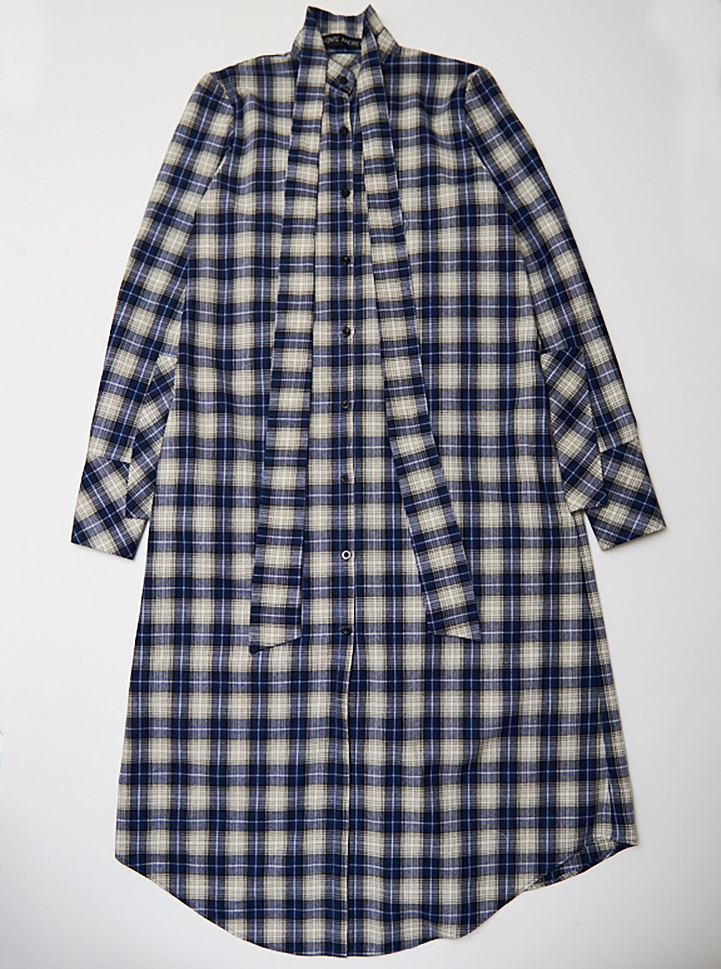 Vinti Andrews Extended Navy Plaid Collar Dress