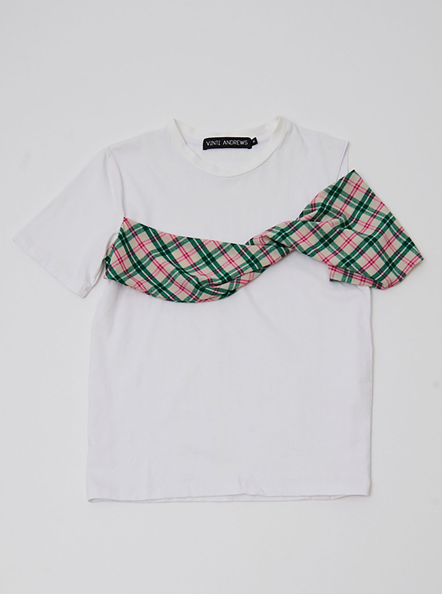 Vinti Andrews Green Plaid Bow Sleeve Top