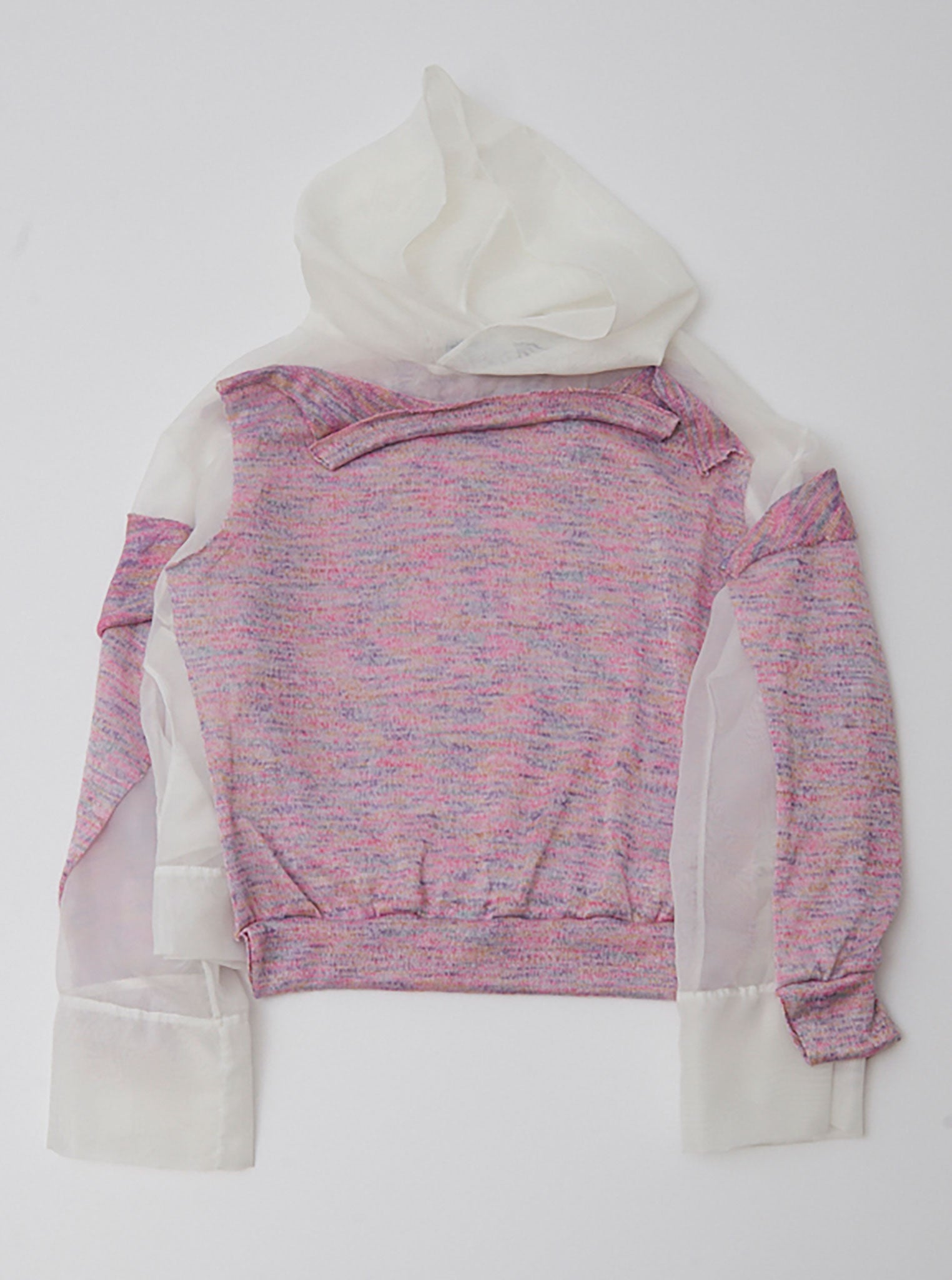 Vinti Andrews Pink Knit Organza Crop Hoody