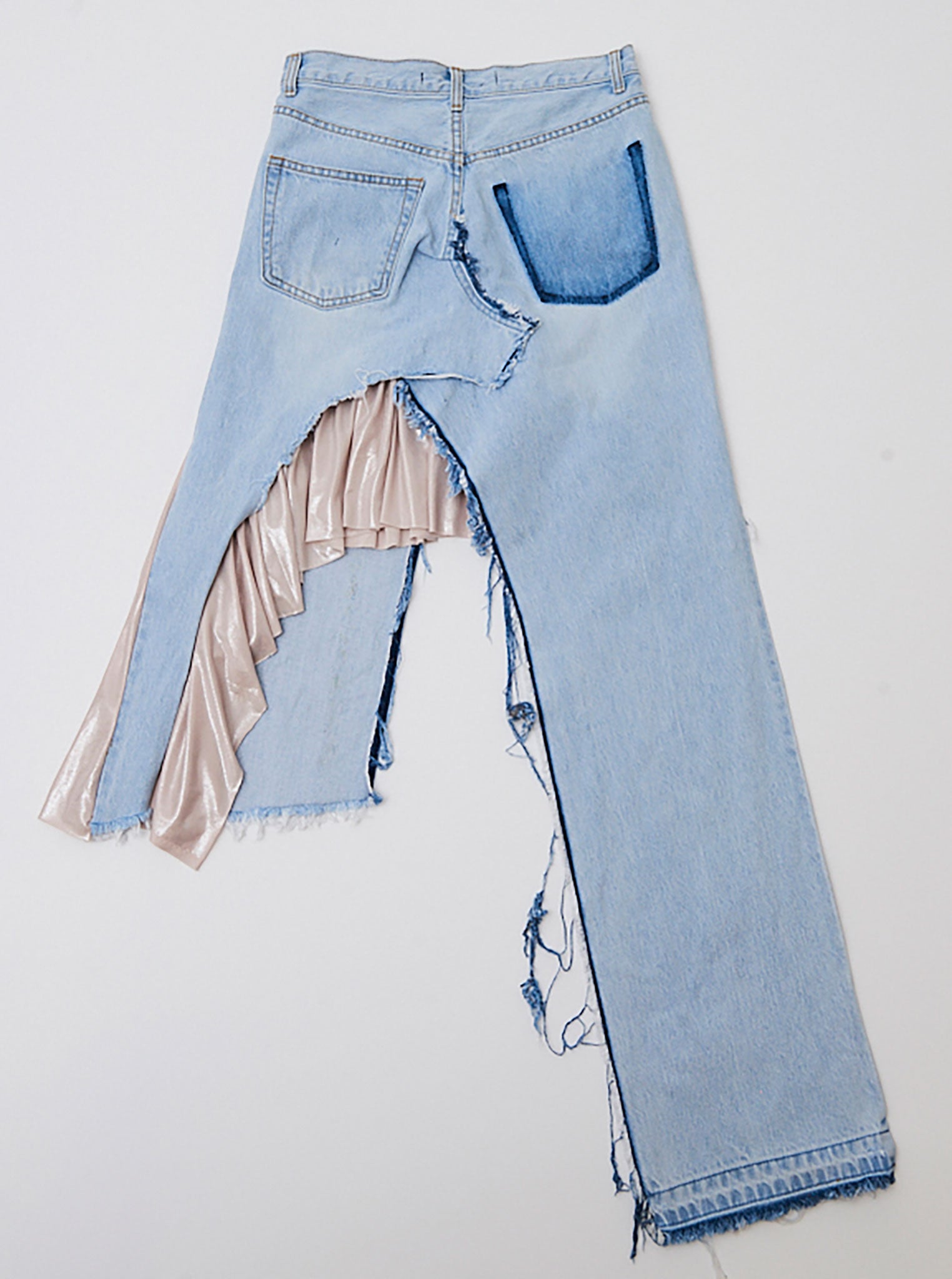 Vinti Andrews Frill Metallic Beige Jean Skirt