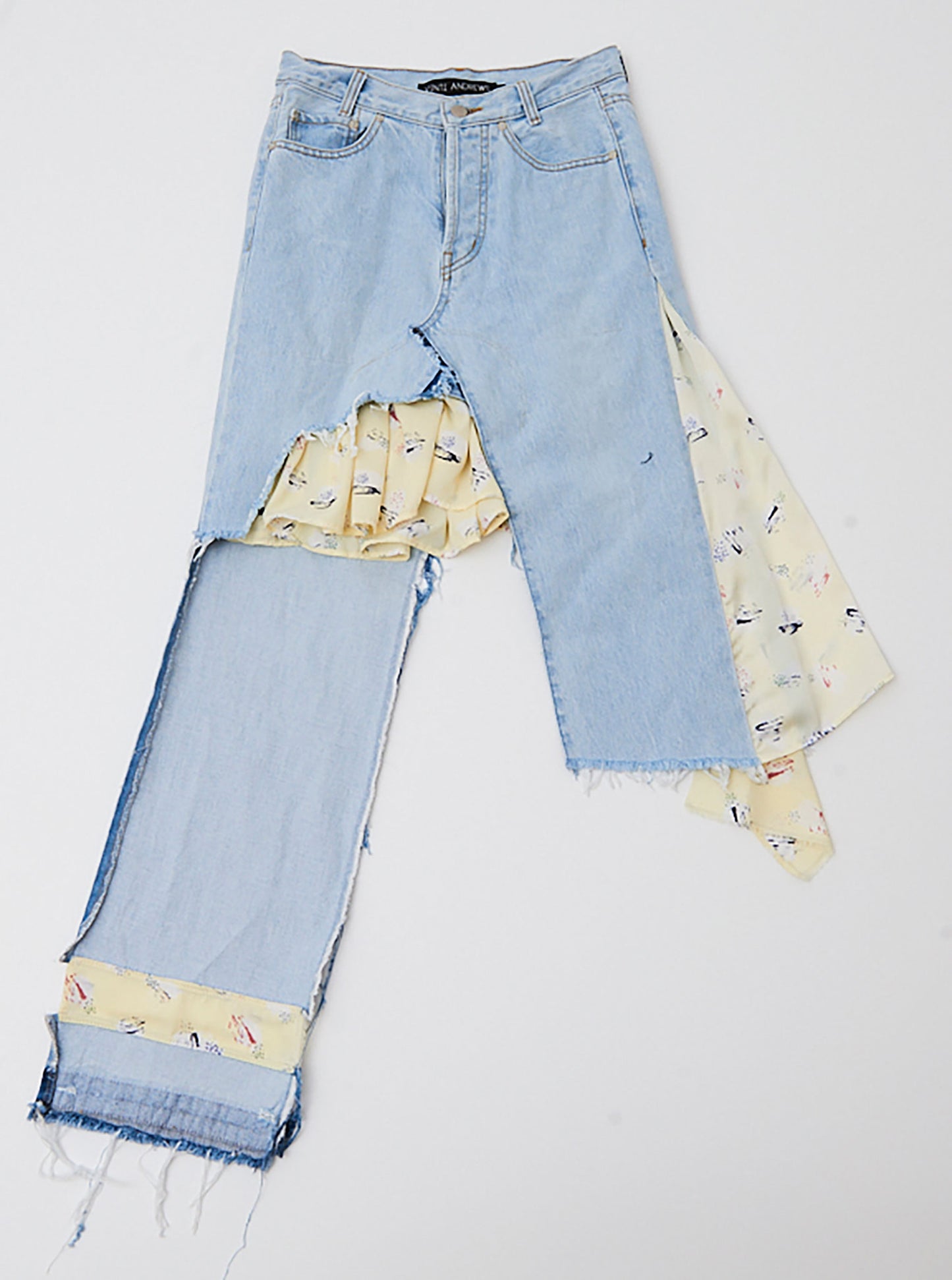 Vinti Andrews Frill Printed Crepe Jean Skirt