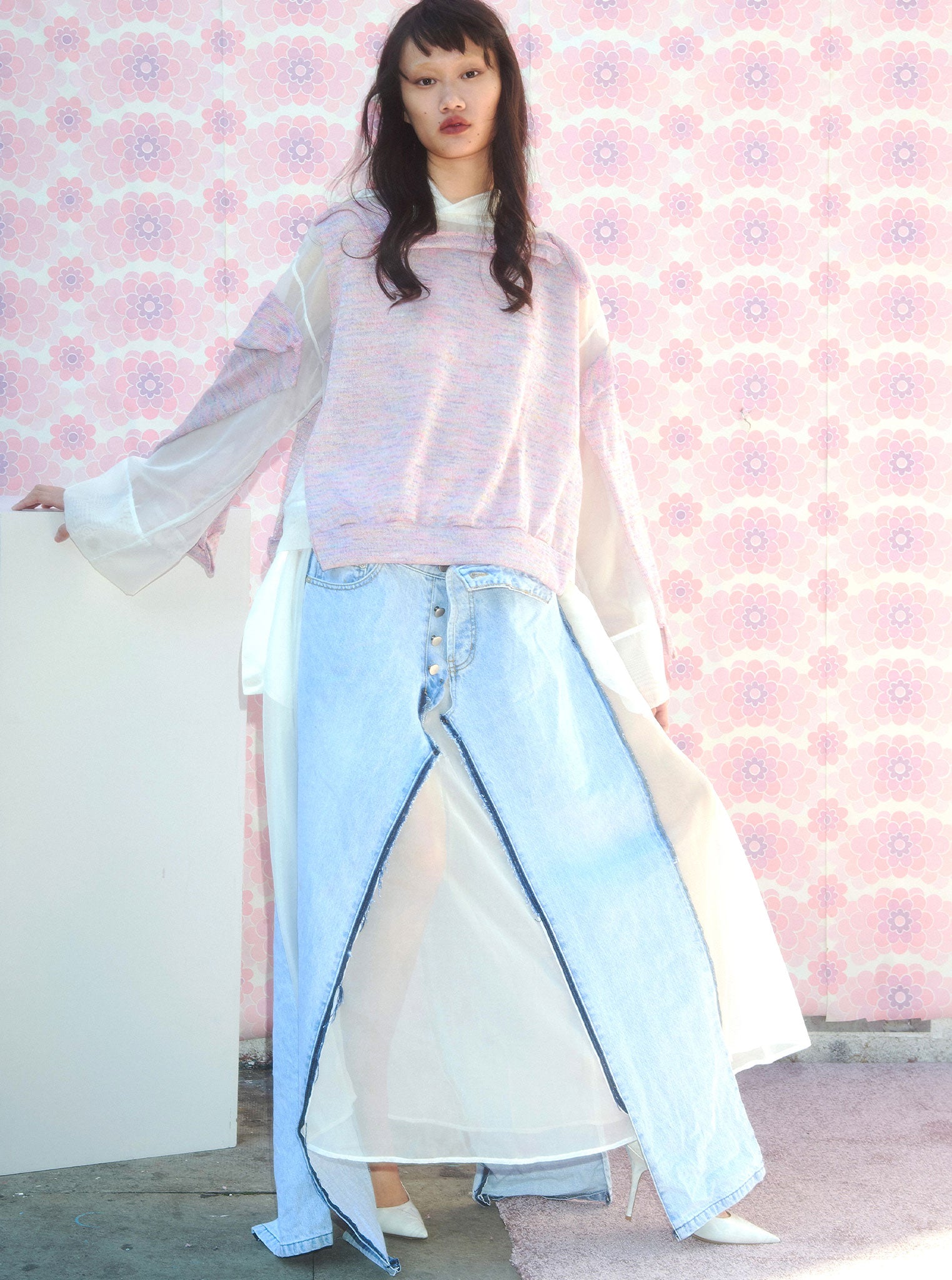 Vinti Andrews Jean White Organza Skirt