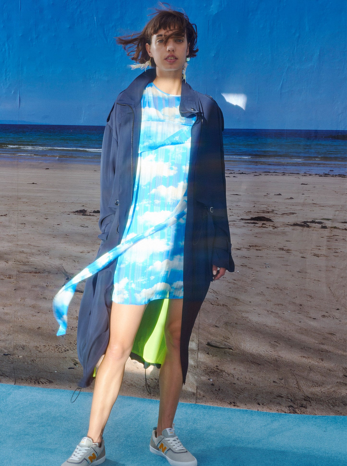 Vinti Andrews Navy Crepe Summer Coat